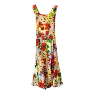 Anthropology Eva Franco Bright Colored Floral Dress with Criss Cross Back